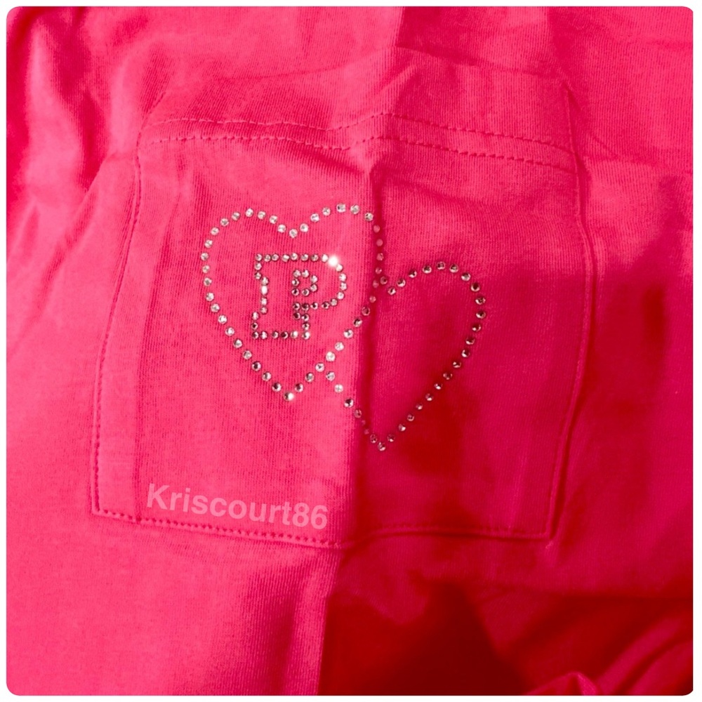 VS PINK Rhinestone Double Hearts Cotton Tee XL NEW WITH TAGS - Picture 4 of 11